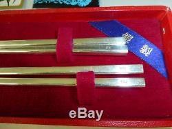 Vintage Top Grade Japanese Sterling Silver Chopsticks Pair In Case (Watch Video)