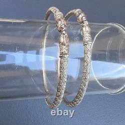 Vintage Tribal Sterling silver Elephant head end Bangle Pair 21grms