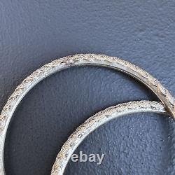 Vintage Tribal Sterling silver Elephant head end Bangle Pair 21grms