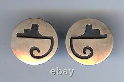 Vintage Victor Coochwytewa Hopi Indian Sterling Silver Screwback Earrings