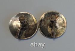 Vintage Victor Coochwytewa Hopi Indian Sterling Silver Screwback Earrings