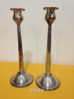 Vintage WALLACE Sterling Silver Weighted Skinny CANDLESTICK #7429 PAIR LOT OF 2