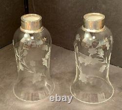 Vintage Wallace ROSE POINT Sterling Silver HURRICANE LAMP Candlestick- Pair