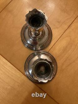 Vintage Wallace Sterling Silver Grand Colonial Candlestick Pair #4821