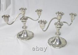 Vintage Weighted Gorham Sterling Silver 1380 Candelabra Candlesticks Pair 1886g