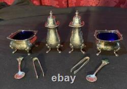 Vintage William Adams Silverplate Condiment S & P Set Master Salts & Sterling