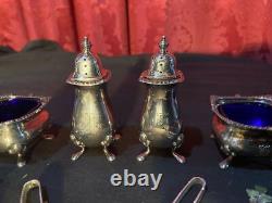 Vintage William Adams Silverplate Condiment S & P Set Master Salts & Sterling