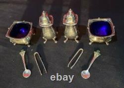 Vintage William Adams Silverplate Condiment S & P Set Master Salts & Sterling
