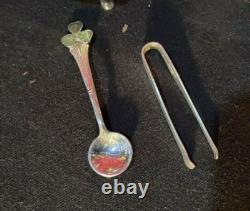 Vintage William Adams Silverplate Condiment S & P Set Master Salts & Sterling