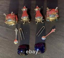 Vintage William Adams Silverplate Condiment S & P Set Master Salts & Sterling