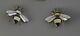 Vintage Zuni Indian Silver Inlay Clasp Earrings Bumble Bees 1 Tall