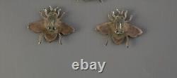 Vintage Zuni Indian Silver Inlay Clasp Earrings Bumble Bees 1 Tall