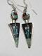 Vintage Zuni Indian Sterling Silver + Space Dsgn Stone Inlay Earrings A+ Gift