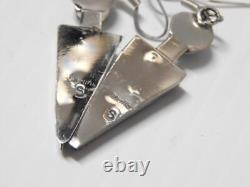 Vintage Zuni Indian Sterling Silver + Space Dsgn Stone Inlay Earrings A+ Gift