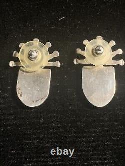 Vintage Zuni Sterling silver, multi colored-stones earrings