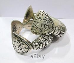 Vintage antique ethnic tribal old silver Bracelet Bangle pair Rajasthan India