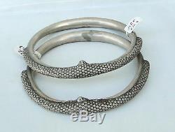 Vintage antique ethnic tribal old silver anklet upper arm bracelet bangle pair