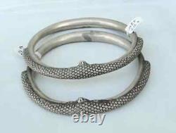 Vintage antique ethnic tribal old silver anklet upper arm bracelet bangle pair