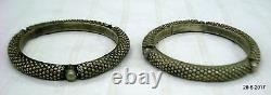 Vintage antique ethnic tribal old silver bangle bracelet pair set 2pc