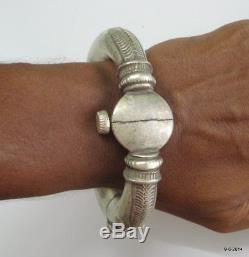Vintage antique tribal old silver bracelet bangle anklet pair gypsy hippie