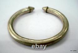 Vintage antique tribal old silver bracelet bangle cuff pair solid traditional je