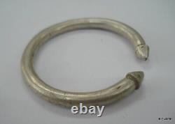 Vintage antique tribal old silver bracelet bangle cuff pair solid traditional je