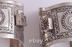 Vintage berber Bedouin Lybia Tunis Moroccan silver bracelet Cuff Pair
