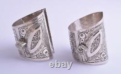 Vintage berber Bedouin silver bracelet Cuff Pair-North african/middle eastern