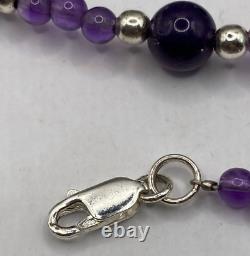 Vintage gorgeous sterling amethyst bead neckace 30 & pair of matching earrings