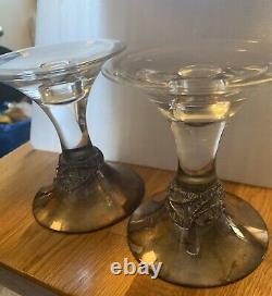 Vintage pair Sterling Silver Lucite Domar Israel Candlesticks Candle holders MCM