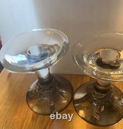 Vintage pair Sterling Silver Lucite Domar Israel Candlesticks Candle holders MCM