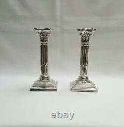 Vintage pair Sterling silver Neoclassical Corinthian column candlesticks 1184g