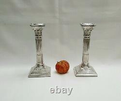 Vintage pair Sterling silver Neoclassical Corinthian column candlesticks 1184g