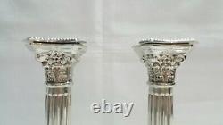 Vintage pair Sterling silver Neoclassical Corinthian column candlesticks 1184g