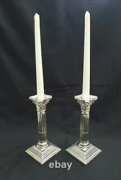 Vintage pair Sterling silver Neoclassical Corinthian column candlesticks 1184g