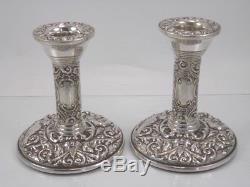 Vintage pair of. 925 sterling silver candlesticks candle holders Birmingham 1975