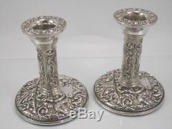 Vintage pair of. 925 sterling silver candlesticks candle holders Birmingham 1975