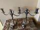 Vintage Pair Of Silver Plate Candelabras, 2 Arms 13 Tall At Finial