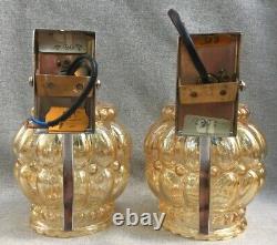 Vintage pair of french sconces lamps 1970-80's glass globes chrome plated metal