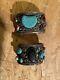 Vintage Pair Of Mexico Navajo Silver And Turquois Cuffs