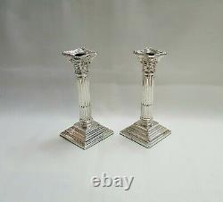 Vintage pair of silver plated Corinthian column candlesticks by Francis Howard