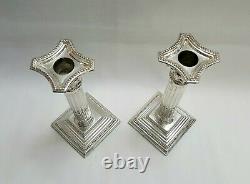 Vintage pair of silver plated Corinthian column candlesticks by Francis Howard