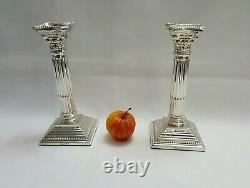 Vintage pair of silver plated Corinthian column candlesticks by Francis Howard