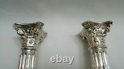 Vintage pair of silver plated Corinthian column candlesticks by Francis Howard