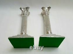 Vintage pair of silver plated Corinthian column candlesticks by Francis Howard