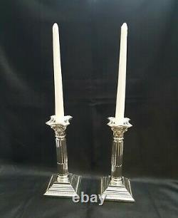 Vintage pair of silver plated Corinthian column candlesticks by Francis Howard