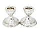 Vintage Pair Of Sterling Silver Dwarf Squat Candlesticks On Round Bases