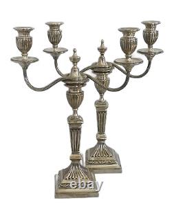Vintage silver Candelabrum Pair Candelabras (2) Pampaloni Florence Italy Empire