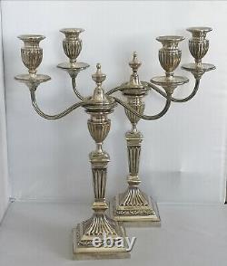 Vintage silver Candelabrum Pair Candelabras (2) Pampaloni Florence Italy Empire