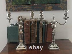 Vintage silver Candelabrum Pair Candelabras (2) Pampaloni Florence Italy Empire